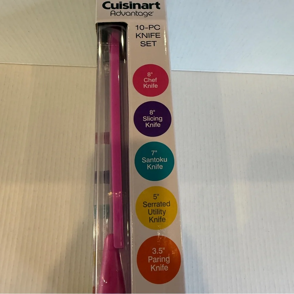 🆕 Cuisinart 10-Piece Colorful Typography Knife Set – Nonstick Blades – 🆕